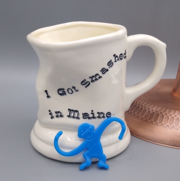 I Got Smashed In Maine Glazed Ceramic Crumpled Mug